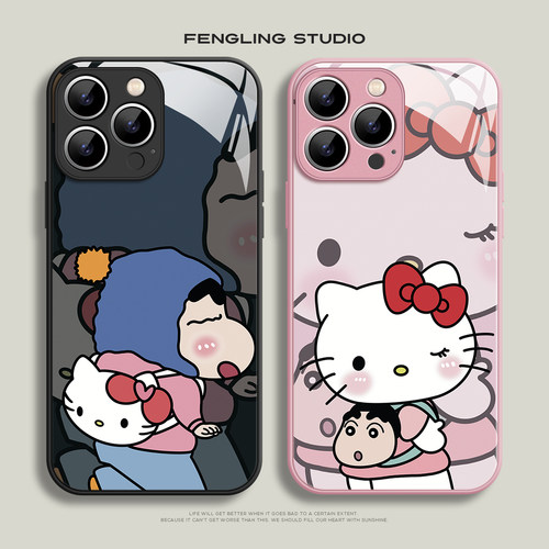 小新背包适用iphone17promax苹果16小米15华为mate70新款pura80荣耀400一加13T玻璃vivoS30红米k90情侣手机壳