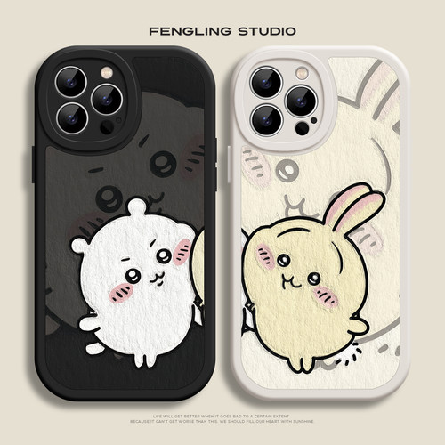 chiikawa贴脸iPhone16promax苹果14小米15pro华为p70小八oppo适用13荣耀vivoX200红米K80一加ace3情侣手机壳