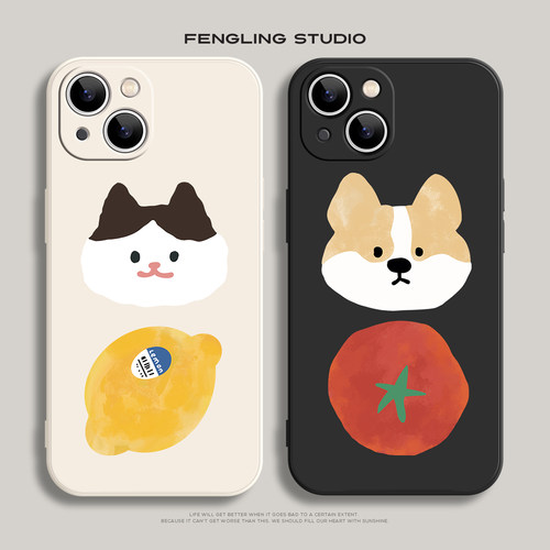 柠檬小猫ins风iPhone17promax苹果16小米15华为mate80新款pura70+适用iqoo15荣耀vivoX300一加ace6情侣手机壳