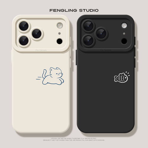 猫猫与鱼iPhone18promax苹果17小米15pro华为Pura90新款mate80情侣适用oppo红米k80荣耀600可爱vivoS30手机壳