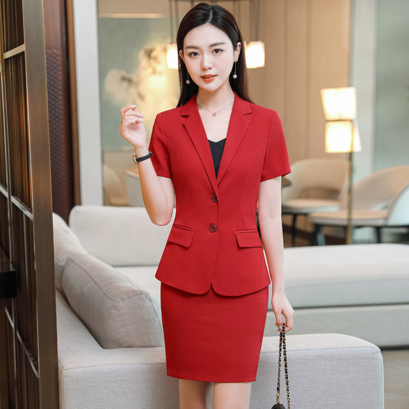 夏季薄款气质黑色短袖西装外套女职业时尚韩版工作服上衣西服套装