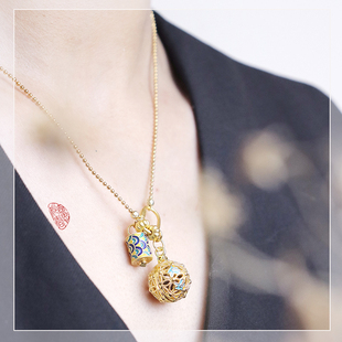 原创镂空香囊球项链随身佩戴香薰香丸可打开精油无火扩香 蓝归