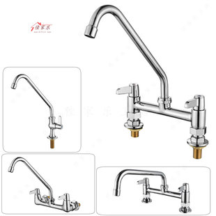 孔距20cm酒店厨房冷热双温水龙头 铜 酒吧星盆水槽双把洗菜盆龙头