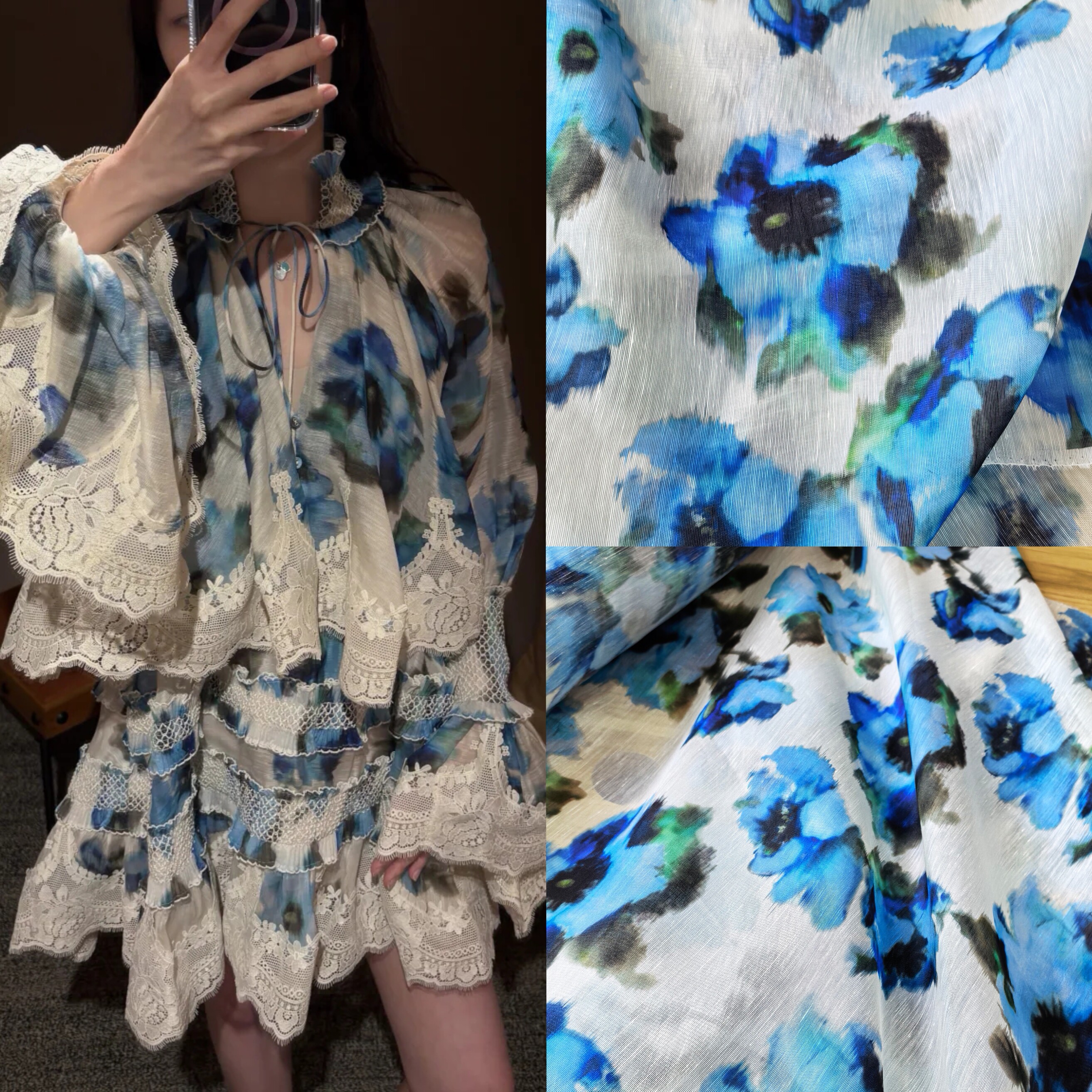 滋家Z*M 新款新花晕染花品牌签名款真丝亚麻 14姆米/140cm门幅