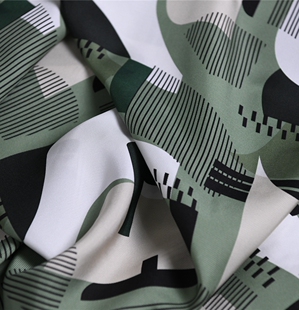 完美的形 FZ品牌订单几何拼图重磅真丝斜纹绸23姆50丝50天丝130宽