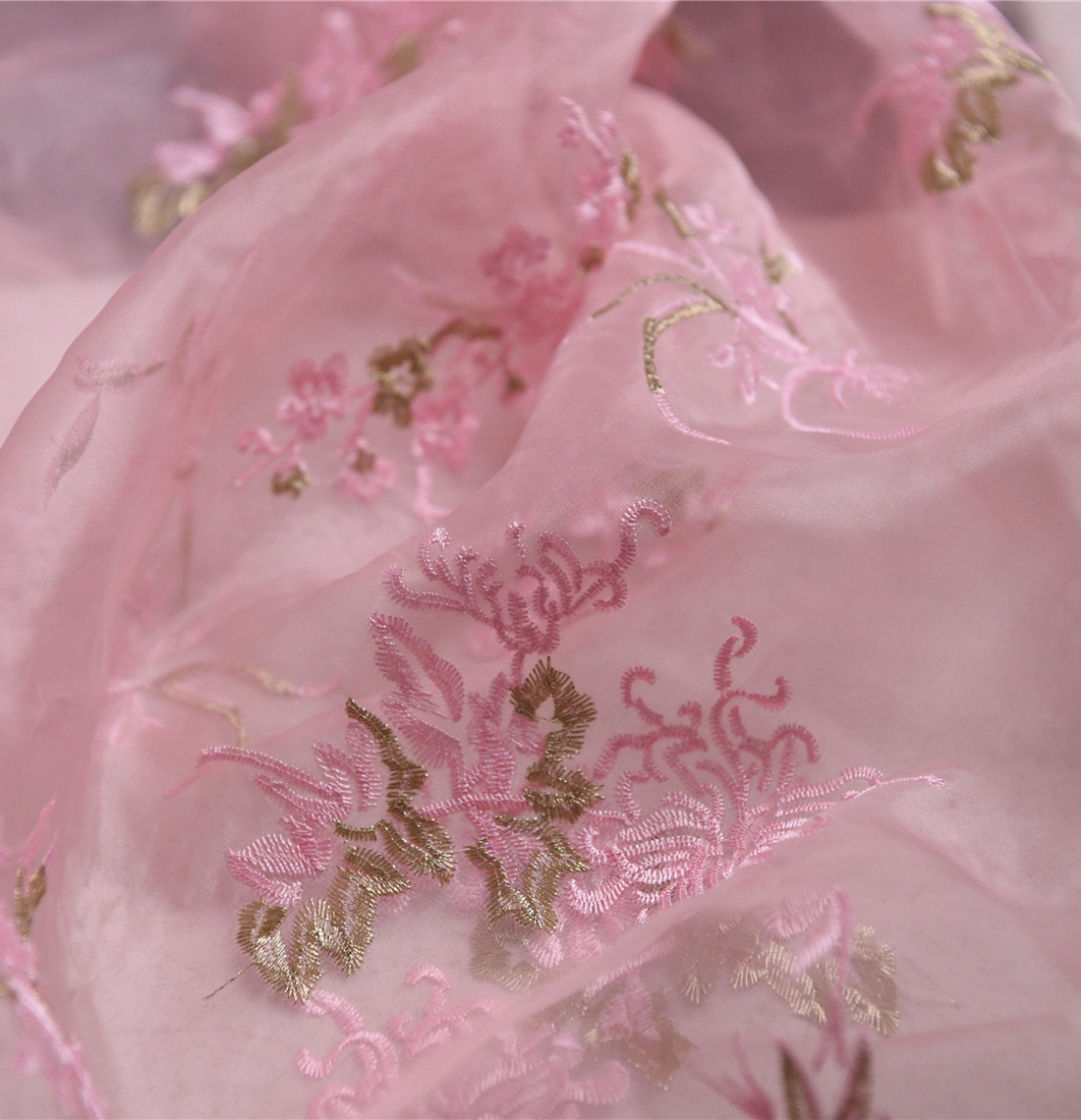 西施浣纱 超美中国风设计精美刺绣真丝欧根纱12姆100丝130宽