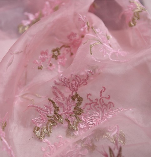 西施浣纱 超美中国风设计精美刺绣真丝欧根纱12姆100丝130宽