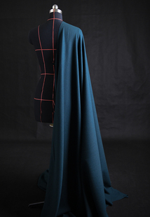 墨绿 意大利抗皱肌理核纹精纺羊毛纱绉390克100羊毛148宽 设计师