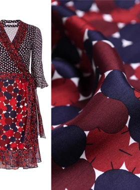 DVF2025春秋系列重磅丝绸丝毛绸38姆65丝35羊毛112宽 设计师布料