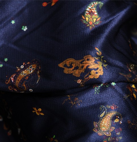 艺术佩斯利 品牌订单重磅真丝珍珠缎32姆60丝40天丝130宽 设计师