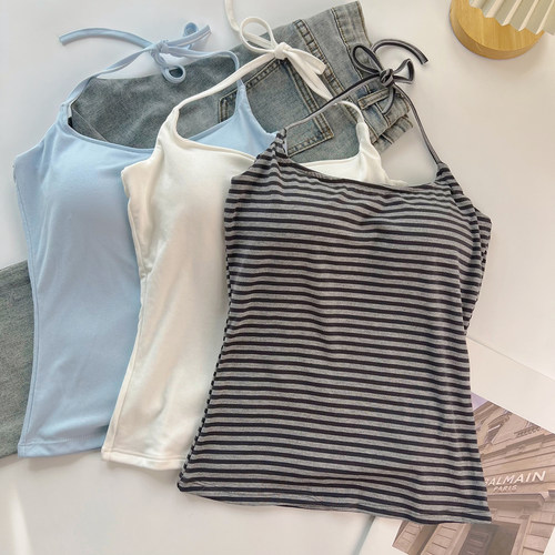 系带挂脖吊带背心女夏辣妹外穿