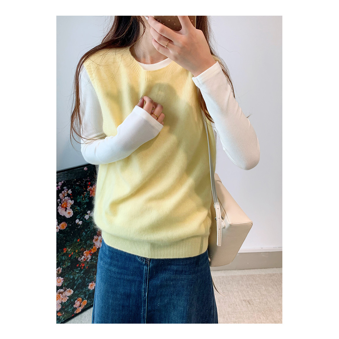 今安  羊绒羊毛拉绒款 圆领马甲针织套头衫