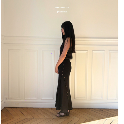 【现货】丹麦Baserange Oder Skirt Black 麻有机棉 针织 半身裙