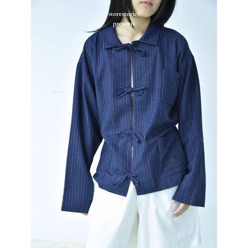【现货】丹麦Baserange Limber Shirt Purple Stripe 有机棉 衬衫