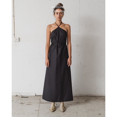 【预】丹麦Baserange Ligo Dress Black 柞蚕丝 挂脖 连衣裙 无袖