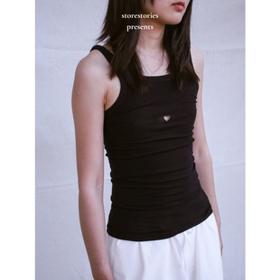 【现货】丹麦Baserange Hear Tank Black 有机棉 吊带设计感上衣