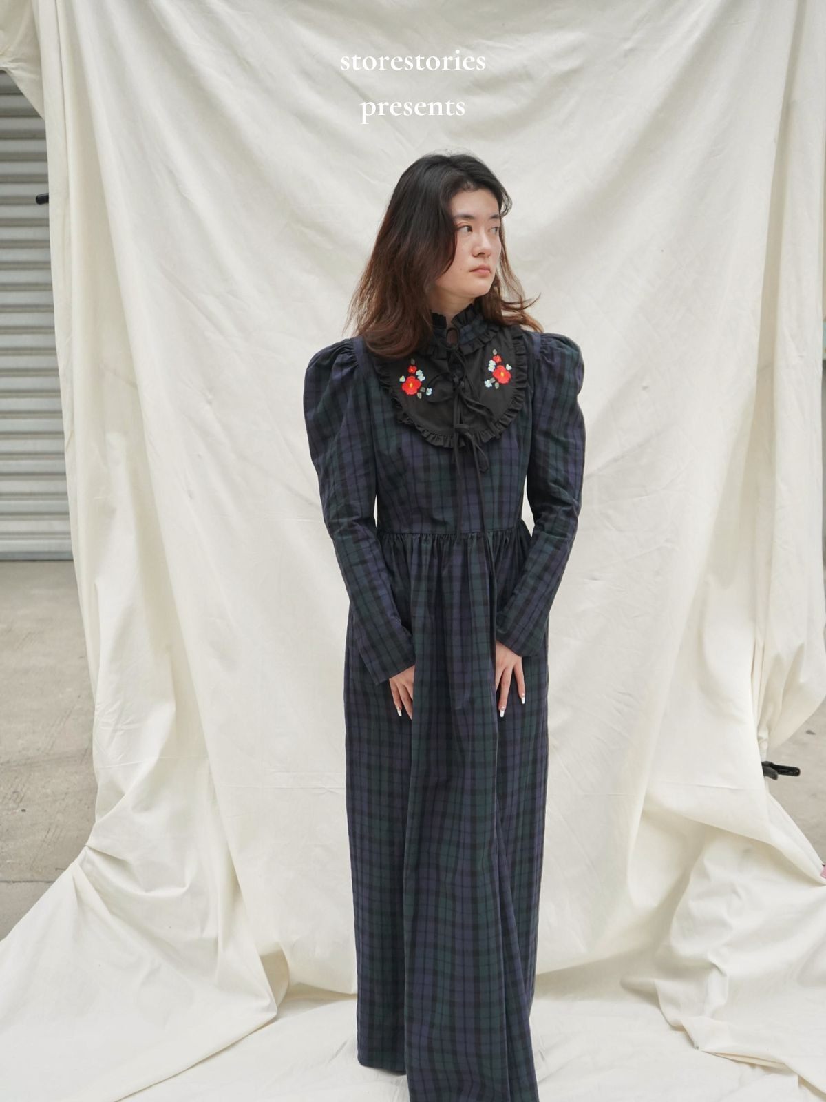 Dress半高领格子连衣裙