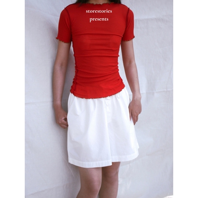 【现货】丹麦Baserange Vein Tee Shirt Red 有机棉 圆领 短袖女
