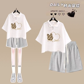 宽松Polo领T恤阔腿裤 搭配套装 俩件套 学生初中生夏季 青少年女装