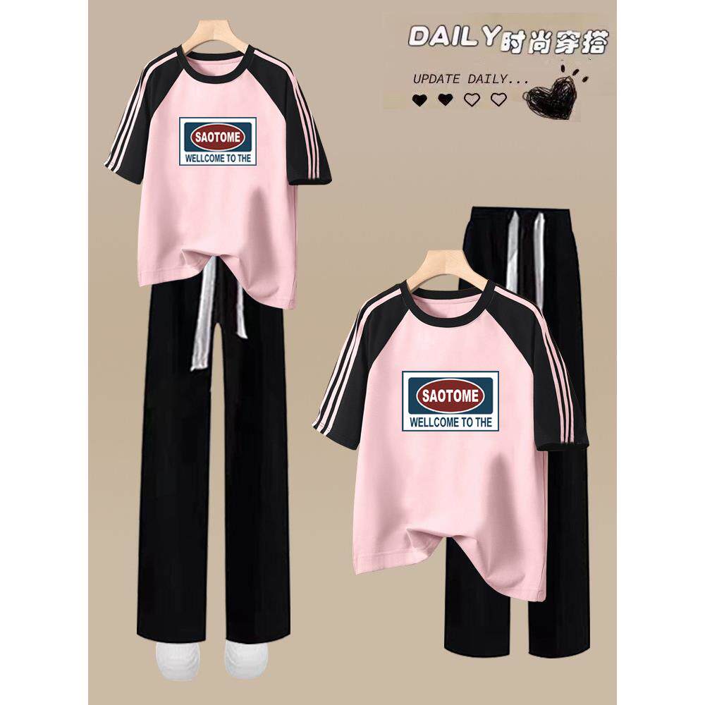 初中学生13夏季14-16岁少女12大童15套装女百搭短袖阔腿裤两件套