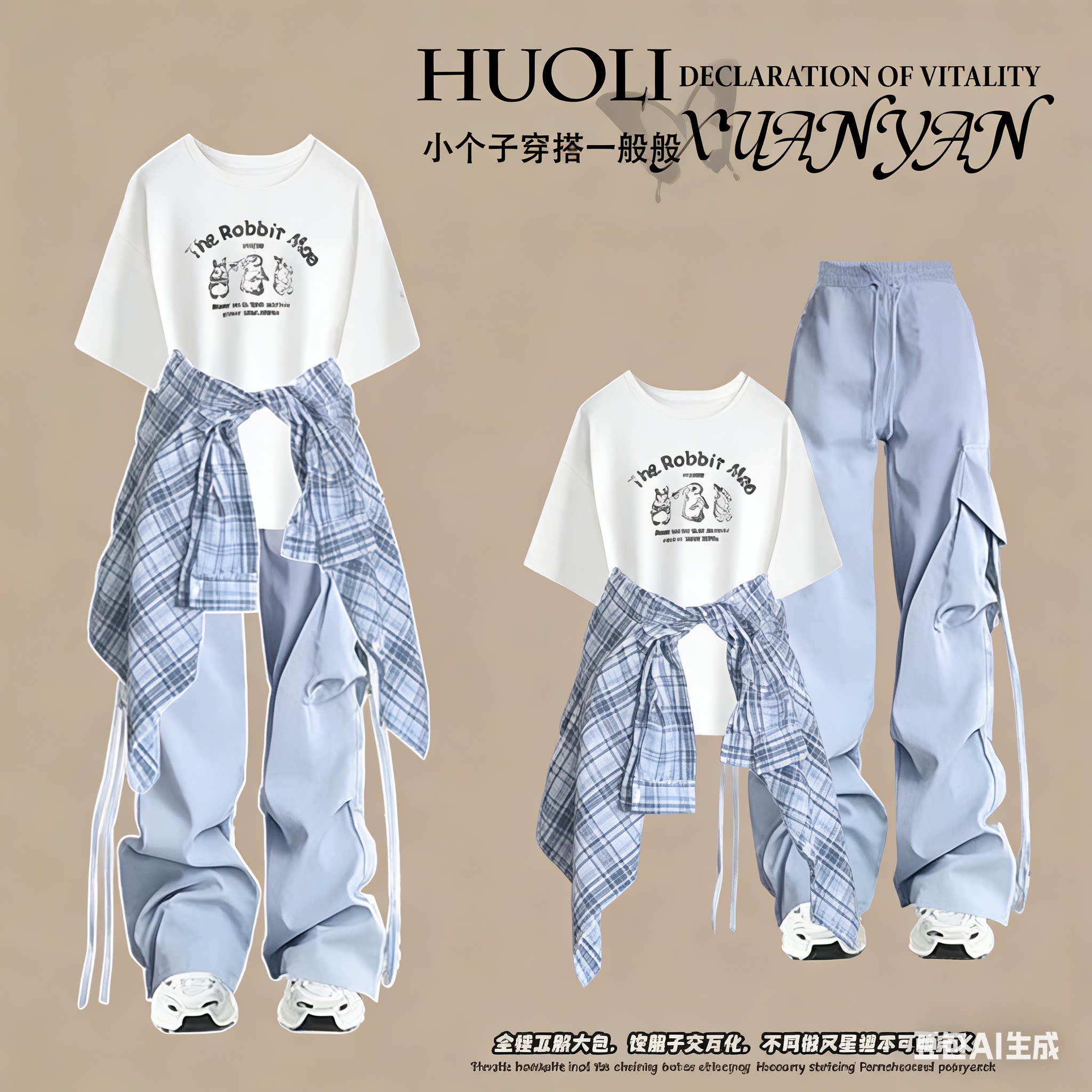 2026新款少女学院风套装夏季初中生大童防晒衬衫短袖工装裤三件套