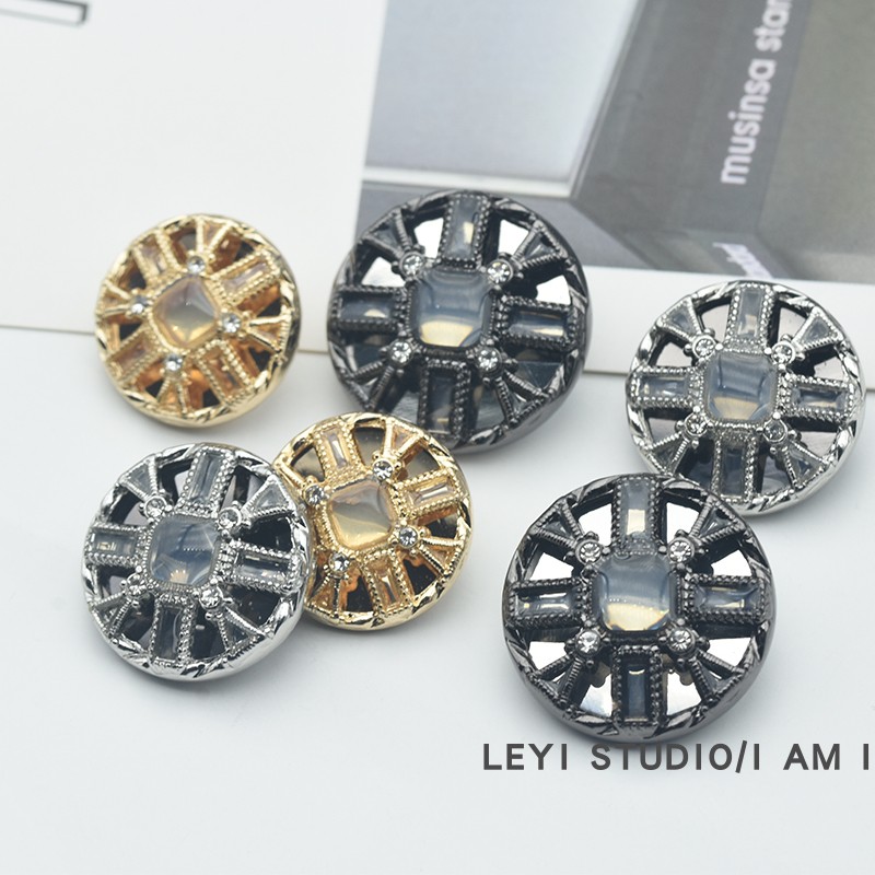 LEYI小香风金属镜面纽扣