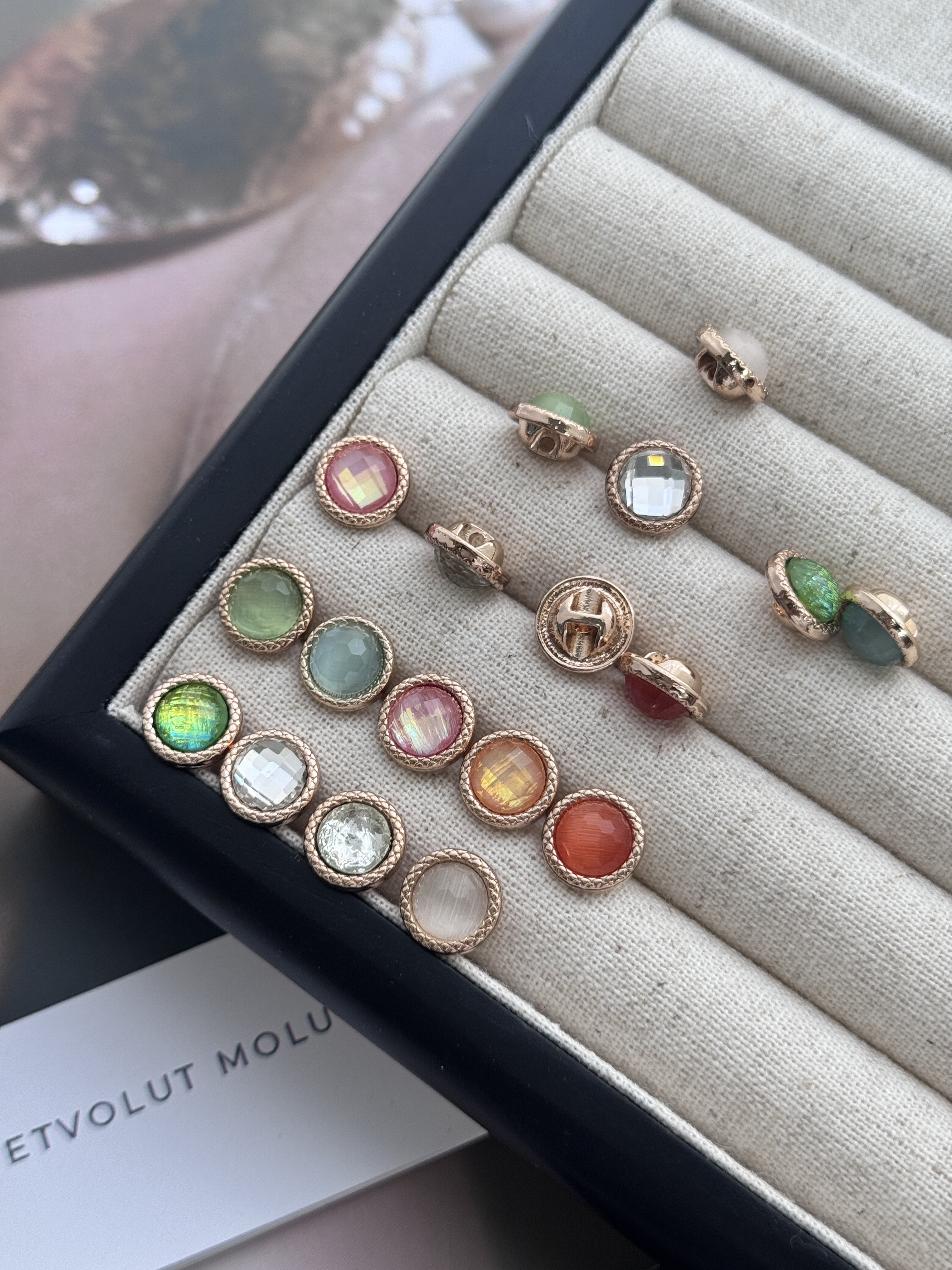 猫眼石彩色玻璃金属纽扣高端精致时尚毛衣开衫高档中式旗袍钮扣