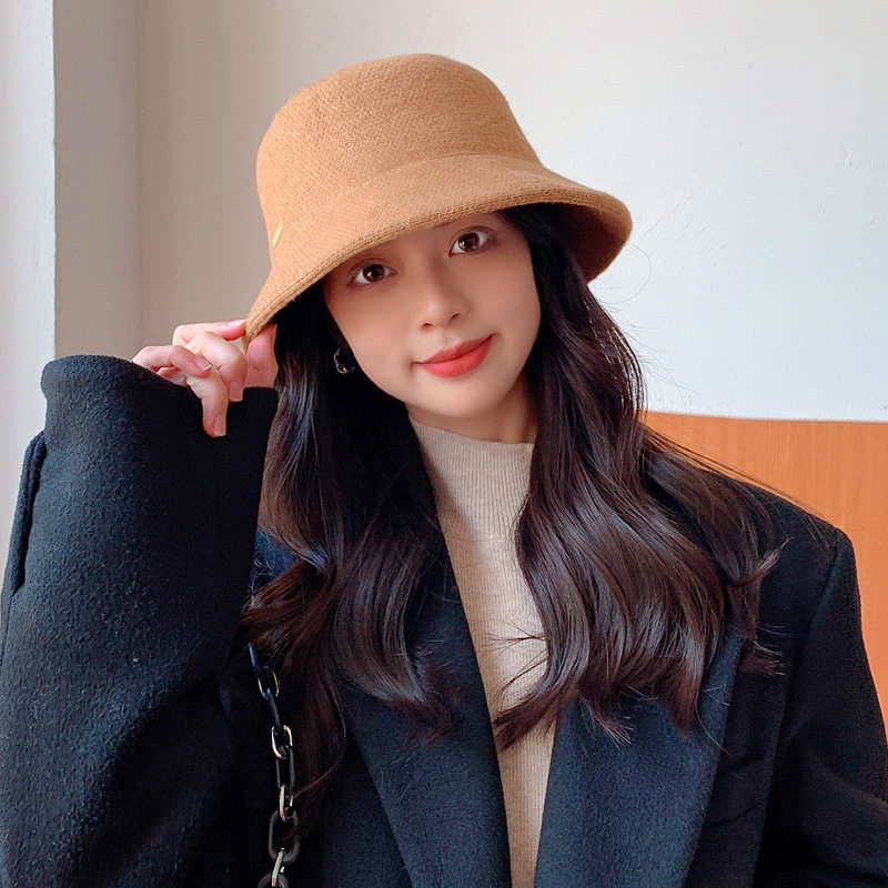 2022韩版秋冬帽子女时尚百搭纯色圆顶渔夫帽冬季保暖显脸小盆帽新