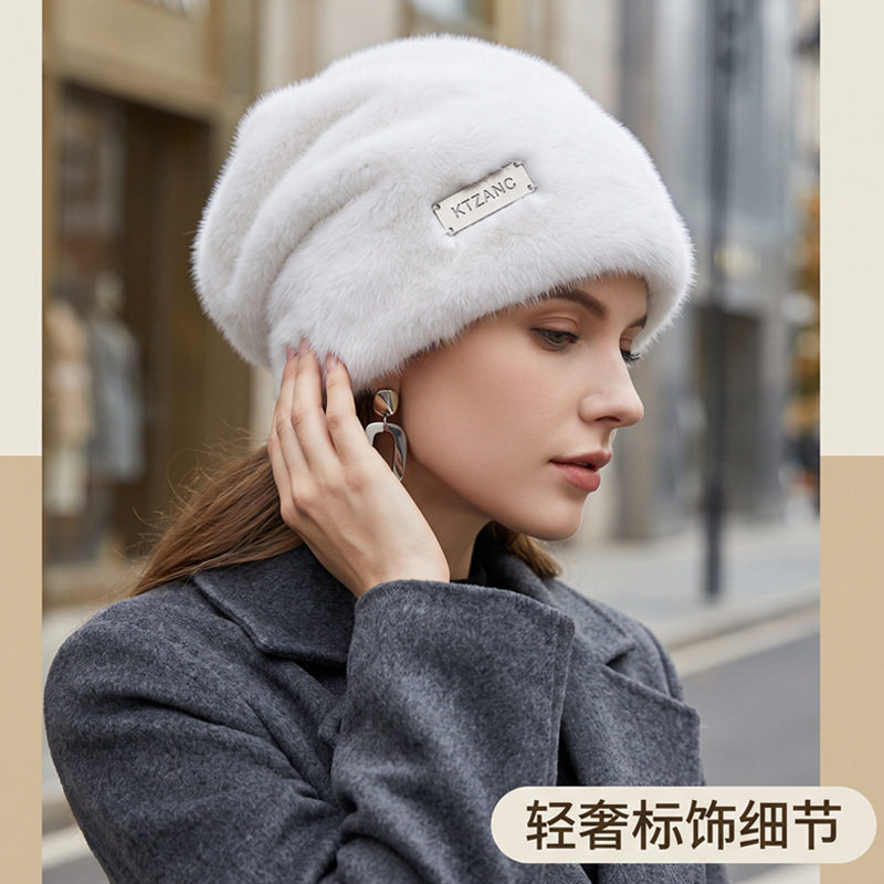 秋冬女款毛绒堆堆帽保暖防风