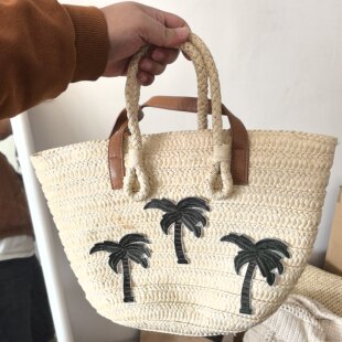 草编包托特包手提单肩女ins风托特拍照出片旅游度假夏设计款孤品