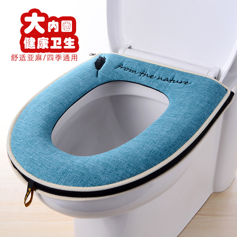亚麻坐便套家用马桶垫加大防水图片
