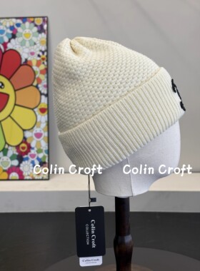 博主同款！25-12雪地冷帽 黑白针织帽子 刺绣字母套头帽