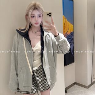 26FW MiMi 字母徽标连帽休闲外套女 新品 正反两穿