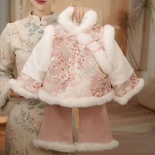 女童新年套装冬季国风儿童汉服冬装宝宝过年衣服女孩秋冬款拜年服