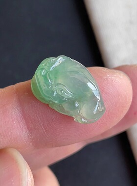 0209-11天然老坑冰种晴水金蟾戒面 翡翠A货送证书～金晶翡翠