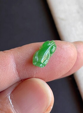 0209-10天然老坑冰种阳绿貔貅戒面 翡翠A货送证书～金晶翡翠