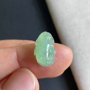 0916 翡翠A货送证书～金晶翡翠 6天然老坑冰种满绿貔貅戒面