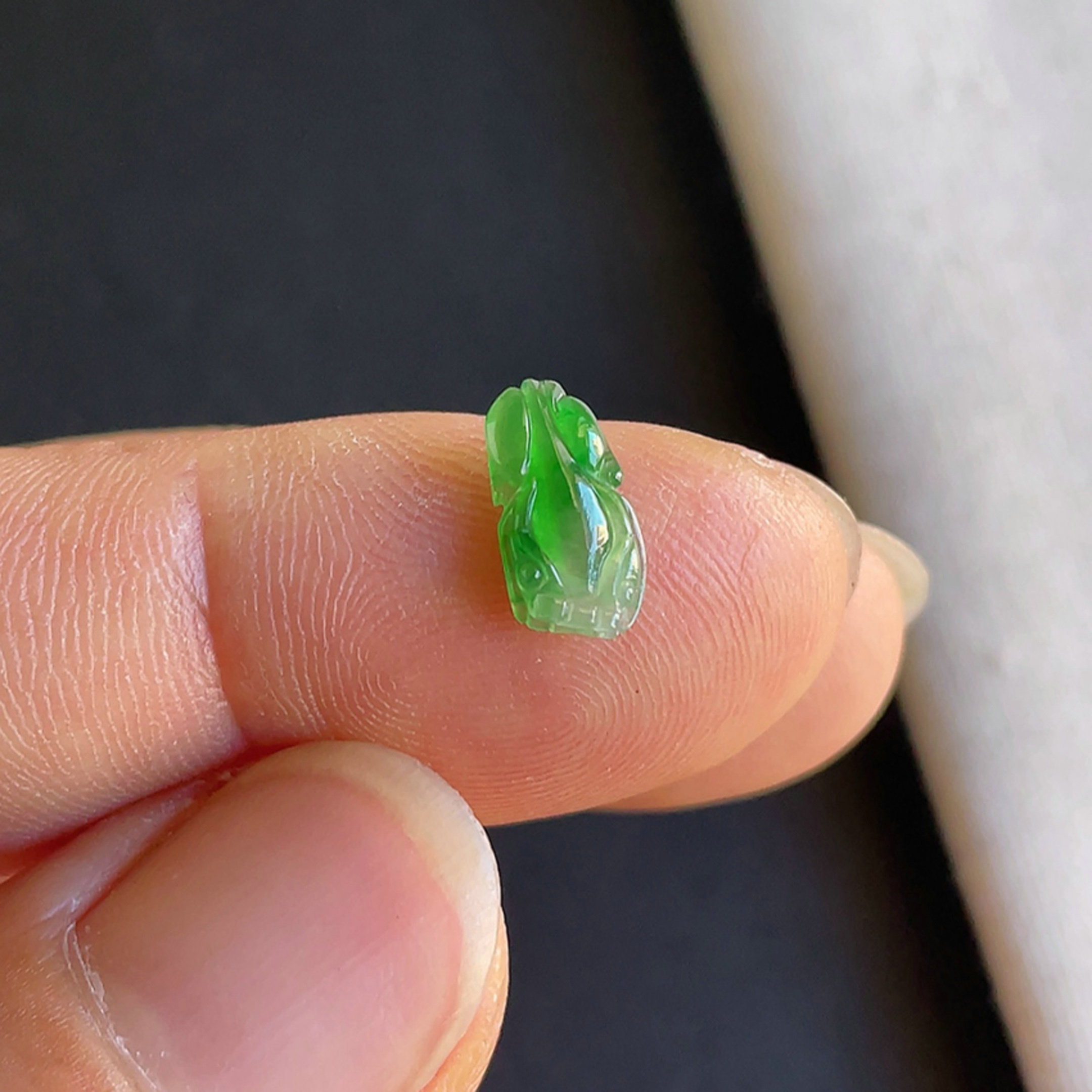 1008-5老坑冰种带阳绿貔貅戒面天然玉石翡翠A货送证书-金晶翡翠
