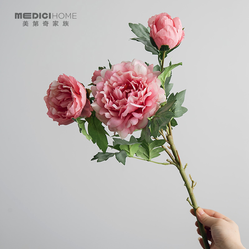 谷雨牡丹仿真花4头富贵客厅装饰摆件花束新款花重瓣芍药假花花卉
