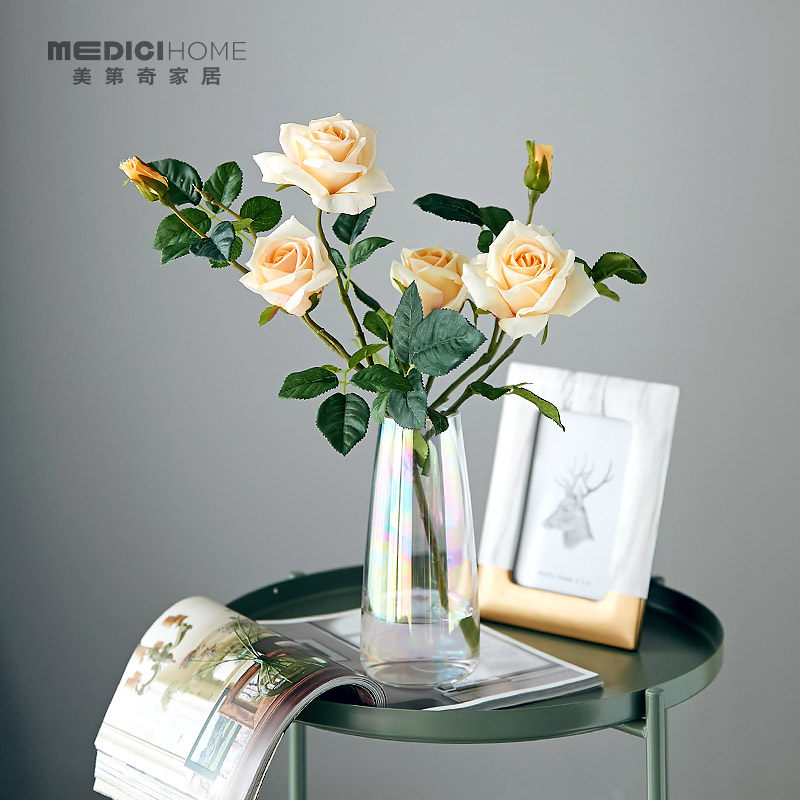 路易十四玫瑰手感保湿仿真花家居装饰假花样板间摆件餐桌花艺饰品