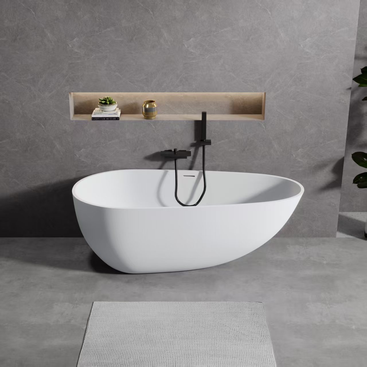 高分子人造石浴缸民宿酒店浴缸网红独立式家用鹅蛋水滴型浴缸