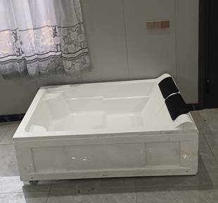 亚克力独立式双人裙边加厚浴缸酒店浴池洗澡堂成人双人浴缸洗澡盆