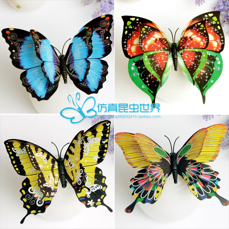 15cm double-deck simulation butterfly Wall stickers 3d three-dimensional a living room Home Furnishing magnet Refrigerator decorate laserin the Home accessories , Stickers , Refrigerator magnetic stickers  category - from Buy2taobao.com to provide professional Taobao agent buy service
