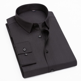 男衬衫长袖修身免烫商务微弹衬衣职业瘦身