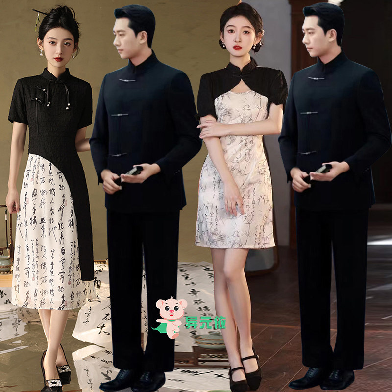 中国风男式中山装时尚拼接旗袍出租改良中式少女旗袍合唱礼服租赁