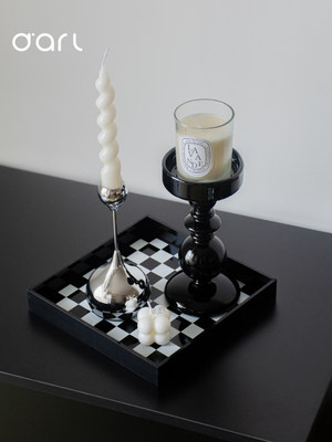 新品法台式银色滴烛件家用氛围感桌摆面样板间客厅卧水室软装轻奢