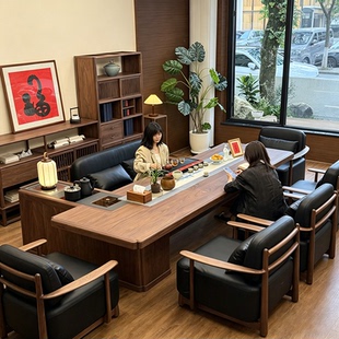 新中式实木茶桌椅组合高端去客厅化茶台茶室办公室接待泡茶桌定制