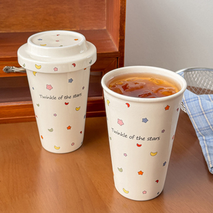 陶瓷杯带盖咖啡杯马克杯杯子家用大容量水杯可爱办公室陶瓷水杯