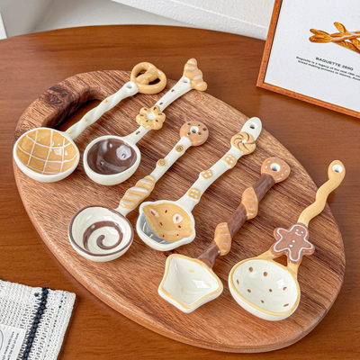 釉下彩陶瓷汤勺可颂面包勺子