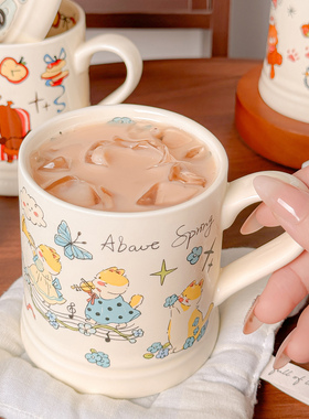 可爱涂鸦猫咪马克杯情人节礼物女生送闺蜜朋友陶瓷杯伴手礼咖啡杯